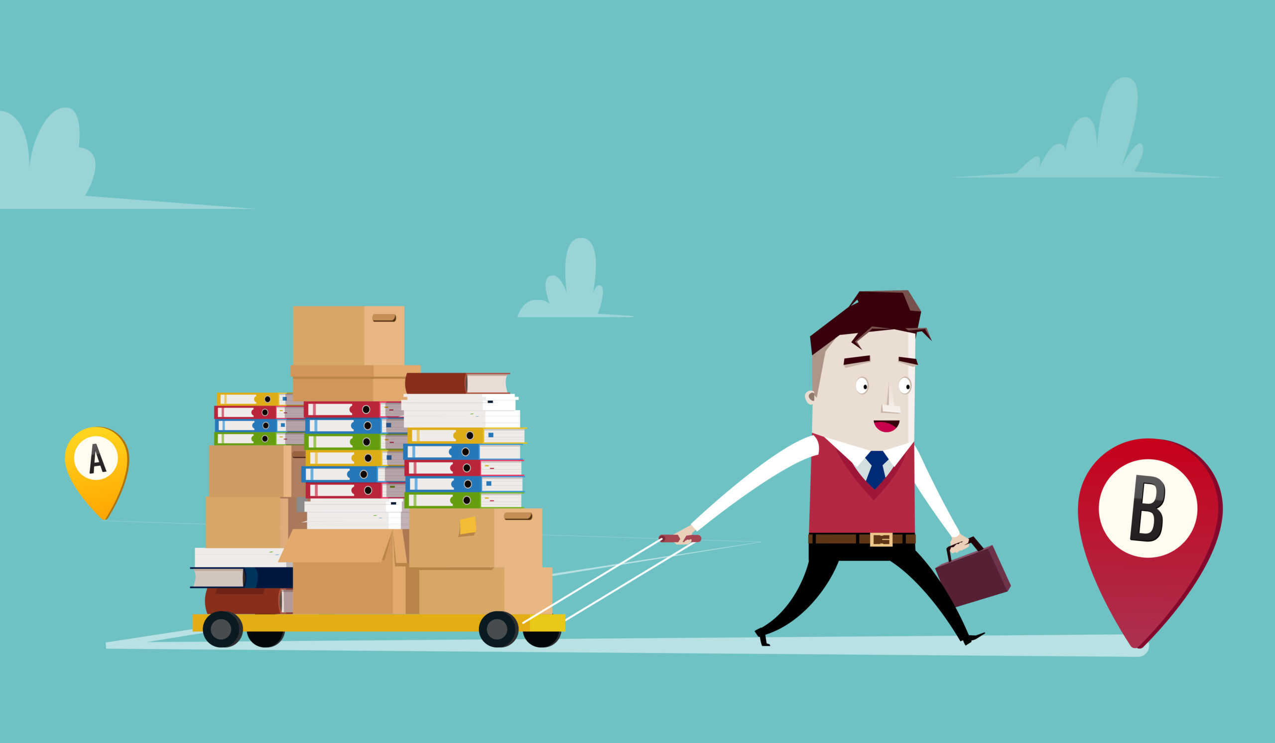 Businessman,Moves,His,Office,To,A,New,Location