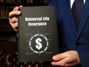 Business concept about Universal Life Insurance with phrase on the black notepad.